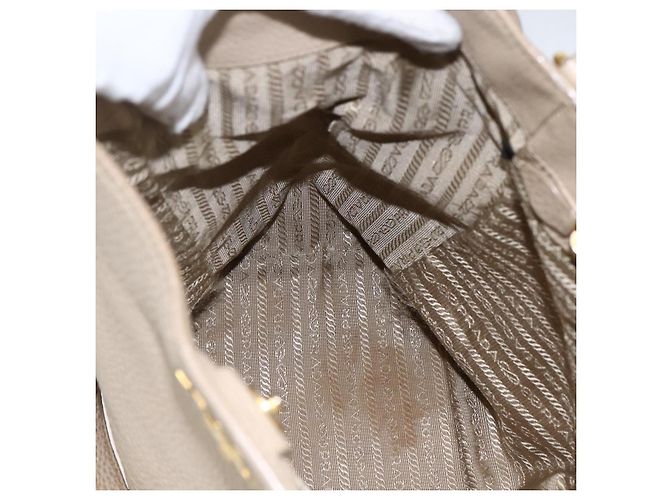 Prada Borsa Tote in Pelle Beige Oro Auth gh1849 D'oro - vista 11