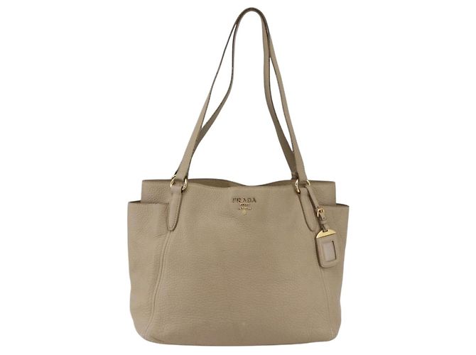 Prada Borsa Tote in Pelle Beige Oro Auth gh1849 D'oro - vista 13