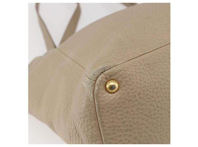 Prada Borsa Tote in Pelle Beige Oro Auth gh1849 D'oro - vista 14
