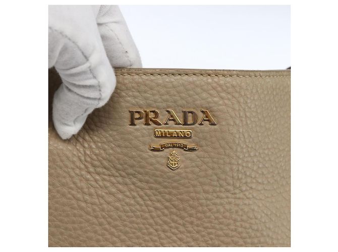 Prada Borsa Tote in Pelle Beige Oro Auth gh1849 D'oro - vista 17
