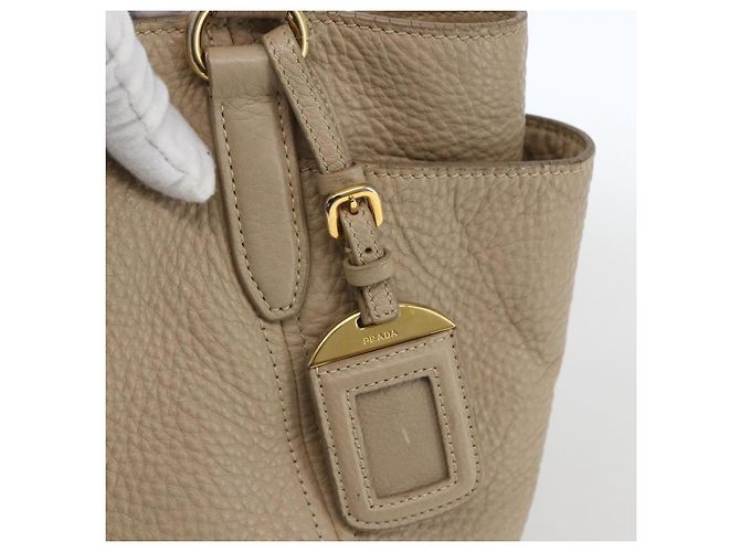 Prada Borsa Tote in Pelle Beige Oro Auth gh1849 D'oro - vista 18