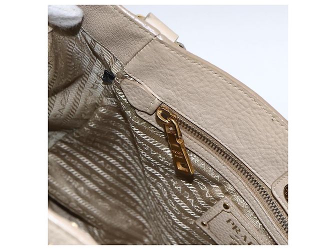 Prada Borsa Tote in Pelle Beige Oro Auth gh1849 D'oro - vista 21
