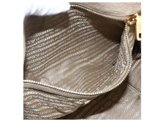 Prada Borsa Tote in Pelle Beige Oro Auth gh1849 D'oro - vista 22