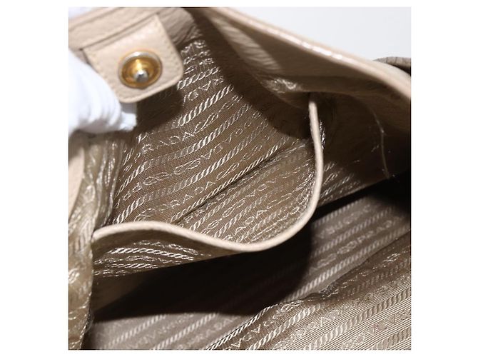 Prada Borsa Tote in Pelle Beige Oro Auth gh1849 D'oro - vista 23