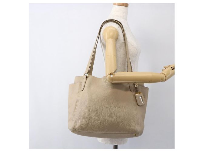 Prada Borsa Tote in Pelle Beige Oro Auth gh1849 D'oro - vista 25