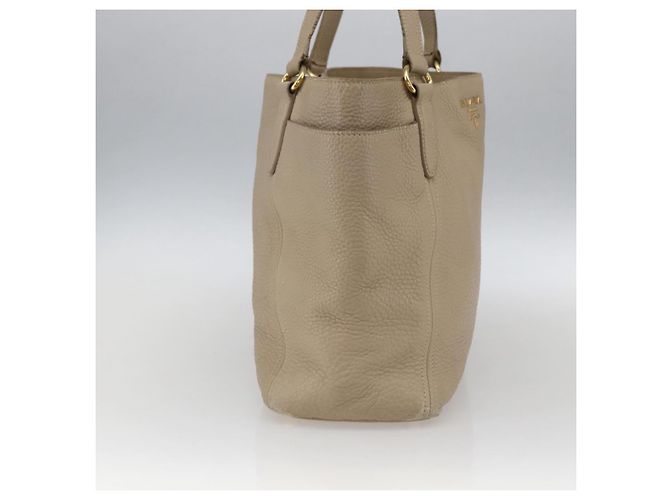 Prada Borsa Tote in Pelle Beige Oro Auth gh1849 D'oro - vista 3