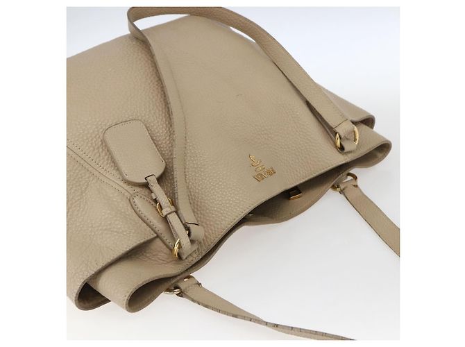 Prada Borsa Tote in Pelle Beige Oro Auth gh1849 D'oro - vista 6