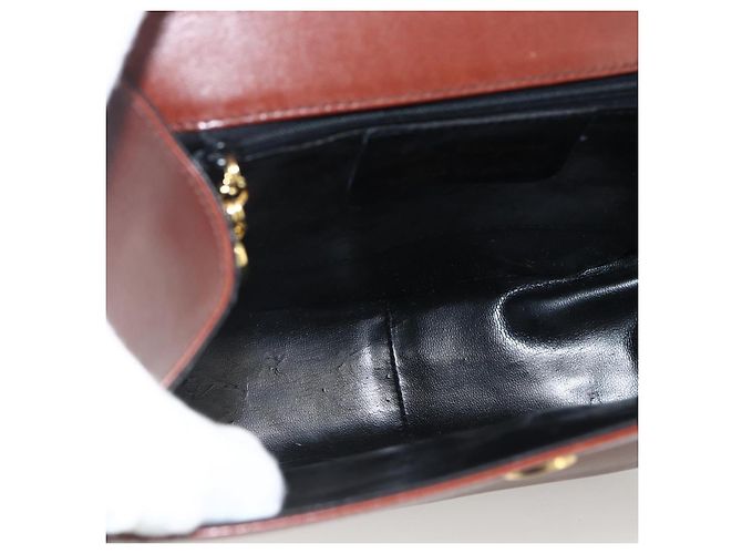 Borsa a Spalla Gancini in Pelle Marrone Oro Salvatore Ferragamo Auth LNZ377 D'oro - vista 11