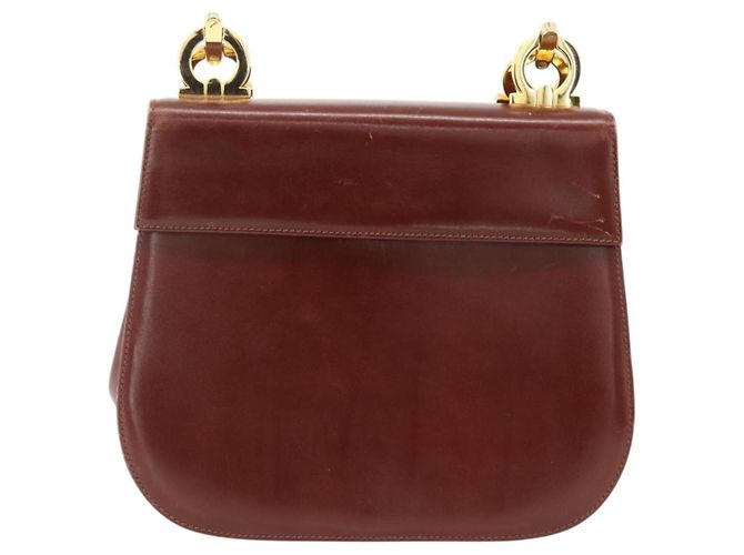 Borsa a Spalla Gancini in Pelle Marrone Oro Salvatore Ferragamo Auth LNZ377 D'oro - vista 13