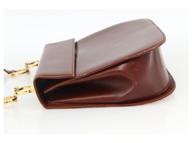 Borsa a Spalla Gancini in Pelle Marrone Oro Salvatore Ferragamo Auth LNZ377 D'oro - vista 3
