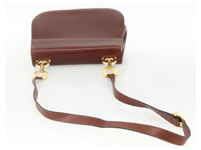 Borsa a Spalla Gancini in Pelle Marrone Oro Salvatore Ferragamo Auth LNZ377 D'oro - vista 7