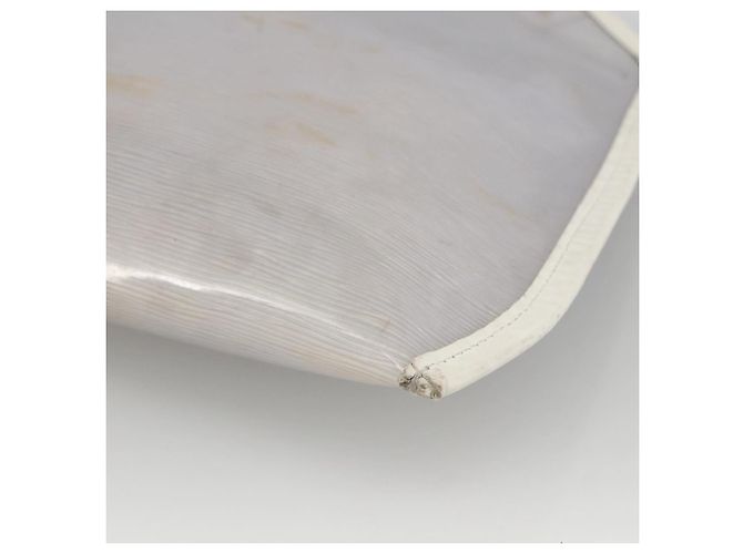 LOUIS VUITTON Borsa Plage Via Epi in Vinile Pelle Trasparente Bianca M92153 LV Auth ka2814 Bianco - vista 15