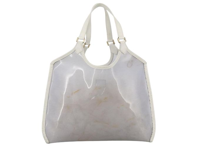 LOUIS VUITTON Borsa Plage Via Epi in Vinile Pelle Trasparente Bianca M92153 LV Auth ka2814 Bianco - vista 2