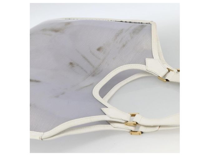 LOUIS VUITTON Borsa Plage Via Epi in Vinile Pelle Trasparente Bianca M92153 LV Auth ka2814 Bianco - vista 6