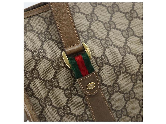 Gucci Borsa GG Supreme Web Sherry Line PVC 2 vie Beige Oro 41 02 039 Auth 173119 D'oro - vista 16
