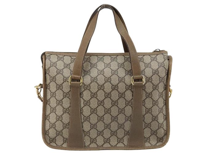 Gucci Borsa GG Supreme Web Sherry Line PVC 2 vie Beige Oro 41 02 039 Auth 173119 D'oro - vista 3