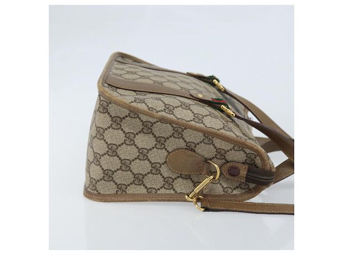 Gucci Borsa GG Supreme Web Sherry Line PVC 2 vie Beige Oro 41 02 039 Auth 173119 D'oro - vista 4