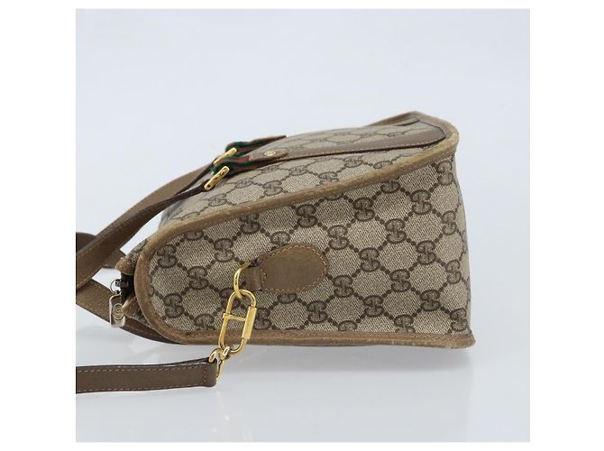 Gucci Borsa GG Supreme Web Sherry Line PVC 2 vie Beige Oro 41 02 039 Auth 173119 D'oro - vista 5