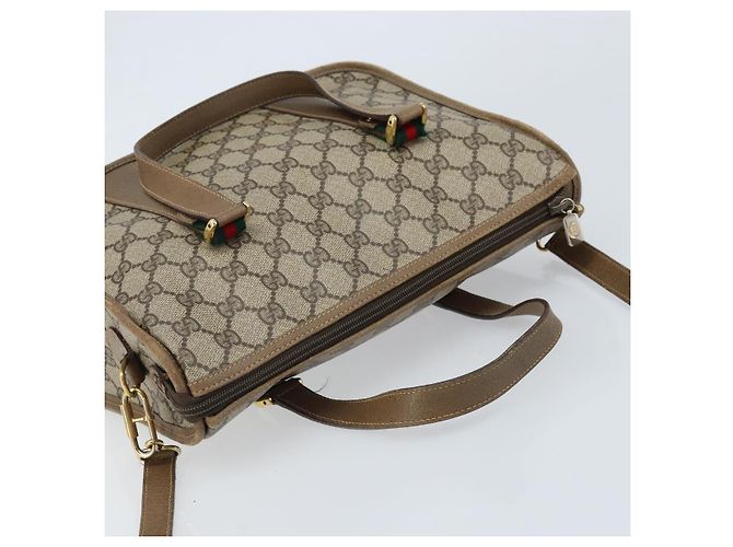Gucci Borsa GG Supreme Web Sherry Line PVC 2 vie Beige Oro 41 02 039 Auth 173119 D'oro - vista 6
