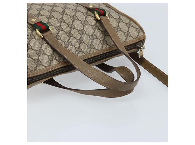 Gucci Borsa GG Supreme Web Sherry Line PVC 2 vie Beige Oro 41 02 039 Auth 173119 D'oro - vista 7