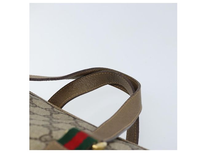 Gucci Borsa GG Supreme Web Sherry Line PVC 2 vie Beige Oro 41 02 039 Auth 173119 D'oro - vista 8