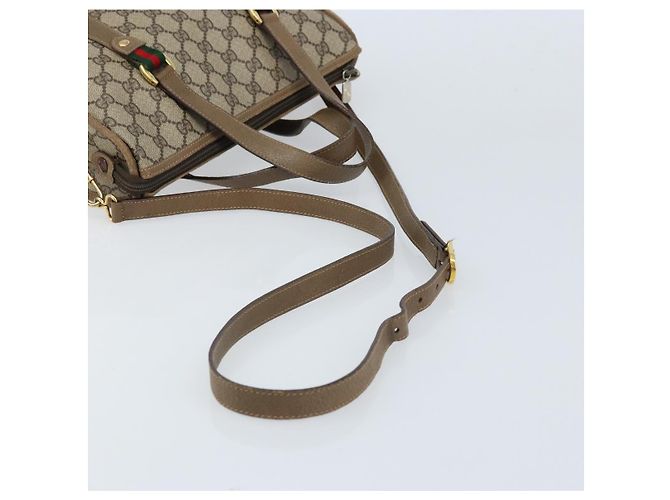 Gucci Borsa GG Supreme Web Sherry Line PVC 2 vie Beige Oro 41 02 039 Auth 173119 D'oro - vista 9