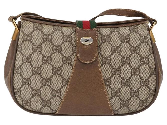 Borsa Gucci Web Sherry Line GG Supreme in PVC Beige Oro 66 02 024 Auth ki6488 D'oro - vista 2
