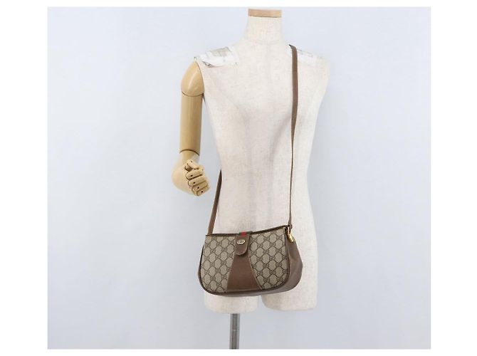 Borsa Gucci Web Sherry Line GG Supreme in PVC Beige Oro 66 02 024 Auth ki6488 D'oro - vista 26