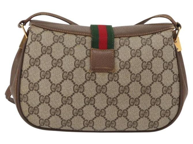 Borsa Gucci Web Sherry Line GG Supreme in PVC Beige Oro 66 02 024 Auth ki6488 D'oro - vista 3