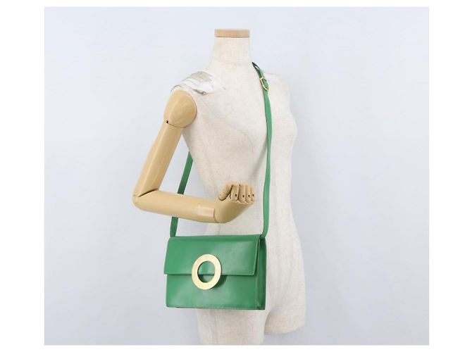 Céline Borsa a Spalla Circle in Pelle Verde Oro Auth LNZ294V D'oro - vista 22