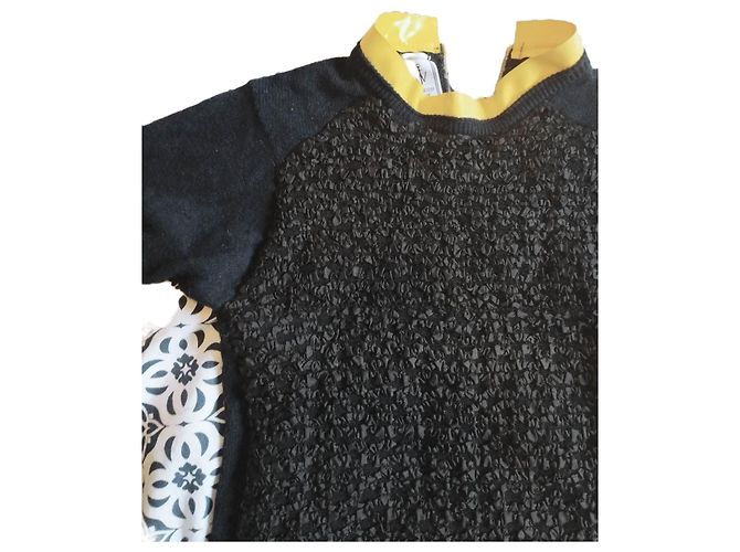 Autre Marque Maglione J.W. ANDERSON – 100% Lana – Dettagli Smocks e Zip Giallo – Taglia XS Nero Blu navy - vista 2