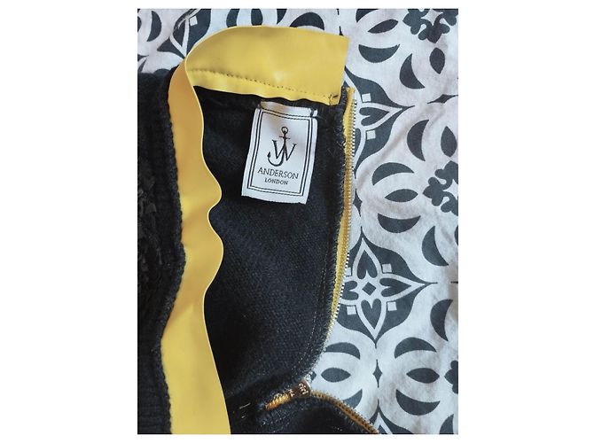 Autre Marque Maglione J.W. ANDERSON – 100% Lana – Dettagli Smocks e Zip Giallo – Taglia XS Nero Blu navy - vista 4