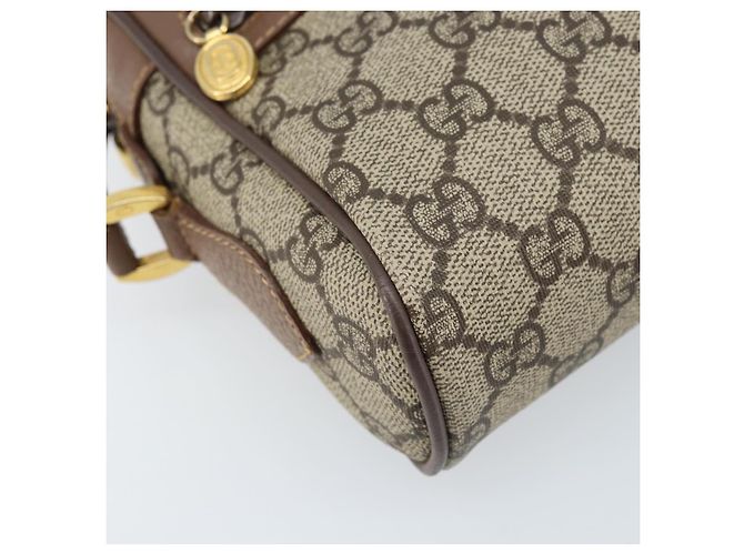 Sac Gucci GG Supreme Web Sherry Line en PVC beige et or 001 50 6655 Auth ARZ347 Doré - vue 11