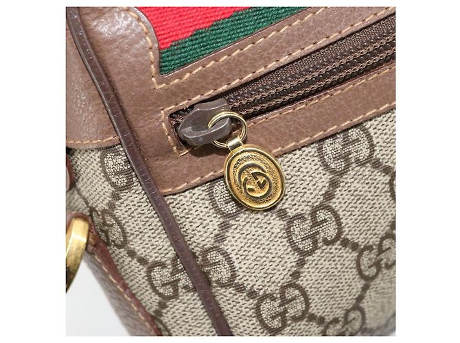 Sac Gucci GG Supreme Web Sherry Line en PVC beige et or 001 50 6655 Auth ARZ347 Doré - vue 20