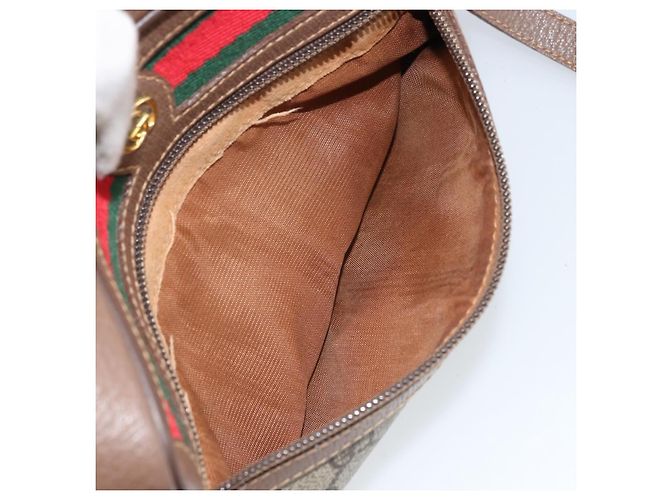 Sac Gucci GG Supreme Web Sherry Line en PVC beige et or 001 50 6655 Auth ARZ347 Doré - vue 21