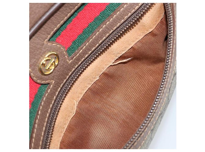 Sac Gucci GG Supreme Web Sherry Line en PVC beige et or 001 50 6655 Auth ARZ347 Doré - vue 22