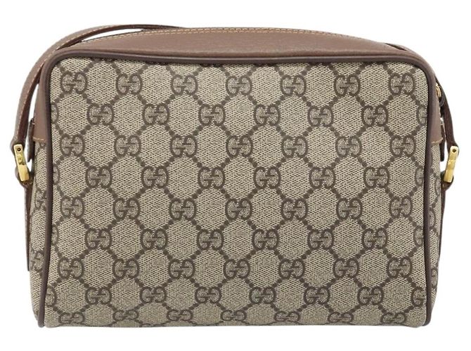 Sac Gucci GG Supreme Web Sherry Line en PVC beige et or 001 50 6655 Auth ARZ347 Doré - vue 3