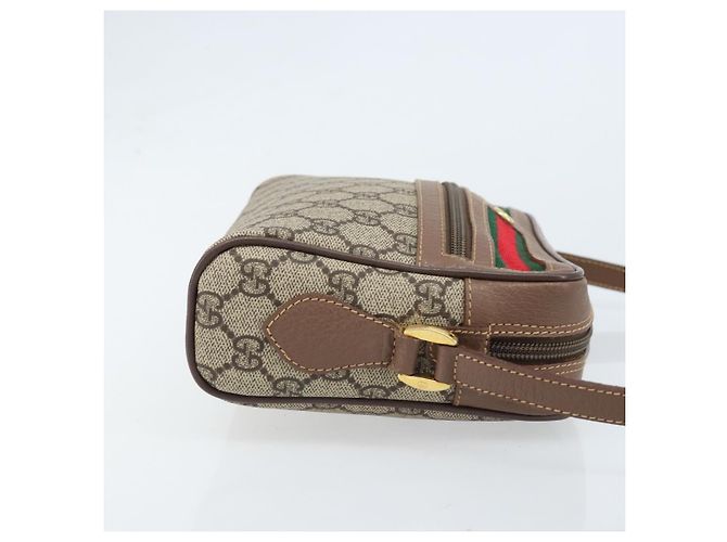 Sac Gucci GG Supreme Web Sherry Line en PVC beige et or 001 50 6655 Auth ARZ347 Doré - vue 4