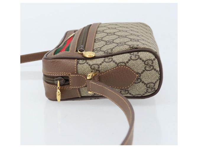 Sac Gucci GG Supreme Web Sherry Line en PVC beige et or 001 50 6655 Auth ARZ347 Doré - vue 5
