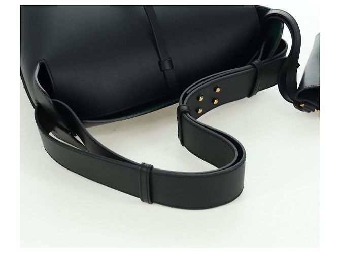 Borsa a secchiello in pelle nera e oro BURBERRY Auth am10807V Nero D'oro - vista 7