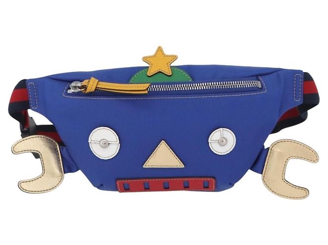 GUCCI Marsupio per bambini in nylon blu argento 550771 Auth 166242M - vista 2