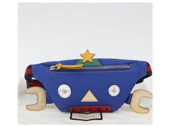 GUCCI Marsupio per bambini in nylon blu argento 550771 Auth 166242M - vista 23