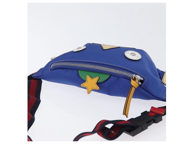 GUCCI Marsupio per bambini in nylon blu argento 550771 Auth 166242M - vista 6