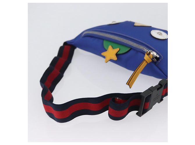 GUCCI Marsupio per bambini in nylon blu argento 550771 Auth 166242M - vista 7