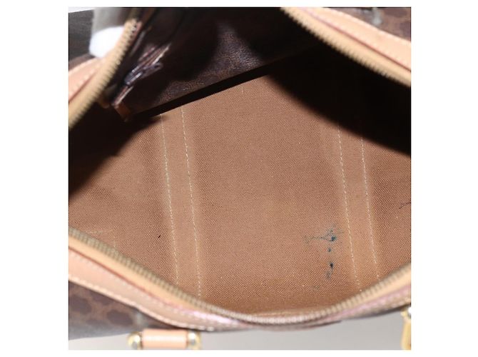 Céline Borsa Boston in tela Macadam CELINE in pelle PVC marrone e oro Auth mr2011 D'oro - vista 10