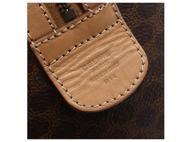 Céline Borsa Boston in tela Macadam CELINE in pelle PVC marrone e oro Auth mr2011 D'oro - vista 12