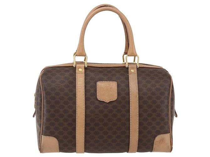 Céline Borsa Boston in tela Macadam CELINE in pelle PVC marrone e oro Auth mr2011 D'oro - vista 13