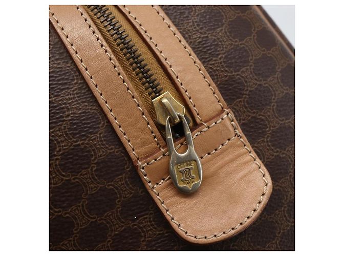 Céline Borsa Boston in tela Macadam CELINE in pelle PVC marrone e oro Auth mr2011 D'oro - vista 17