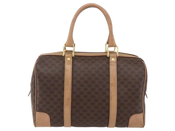Céline Borsa Boston in tela Macadam CELINE in pelle PVC marrone e oro Auth mr2011 D'oro - vista 2