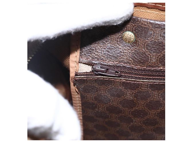 Céline Borsa Boston in tela Macadam CELINE in pelle PVC marrone e oro Auth mr2011 D'oro - vista 21